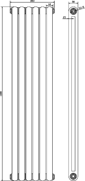 Additional image for Salvia Double Radiator. 5705 BTU (White). 1500x383mm.