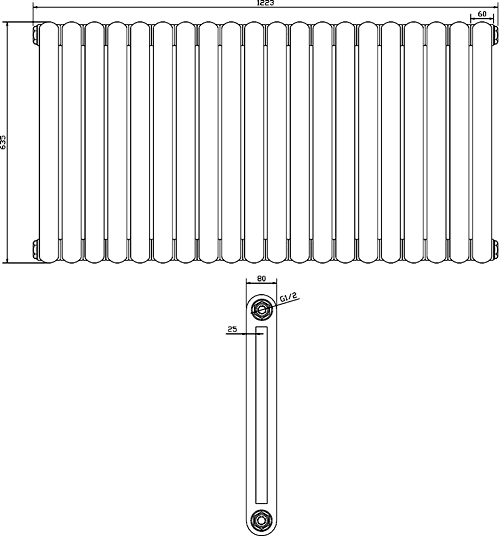 Additional image for Salvia Double Radiator. 7108 BTU (White). 1223x635mm.