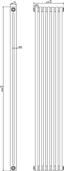 Additional image for Regency 2 Column Radiator (White). 335x1800mm. 4471 BTU.