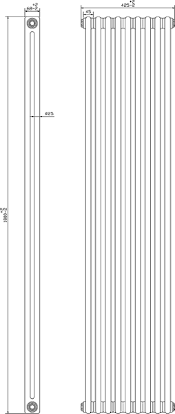 Additional image for Regency 2 Column Radiator (White). 425x1800mm. 5749 BTU.