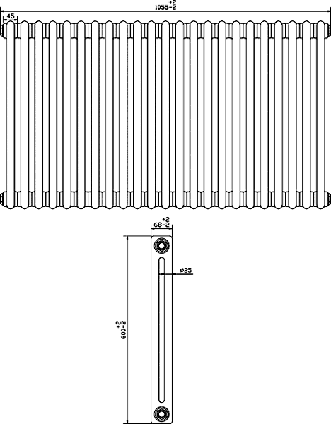 Additional image for Regency 2 Column Radiator (White). 1055x600mm. 4897 BTU.