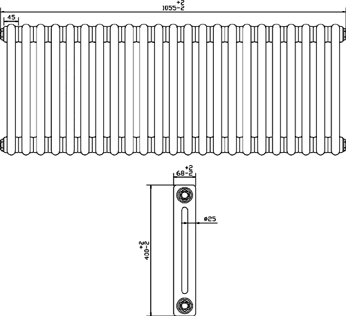 Additional image for Regency 2 Column Radiator (White). 1055x400mm. 3104 BTU.