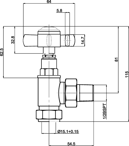 Additional image for Traditional Angled Radiator Valves (Pair, Chrome).