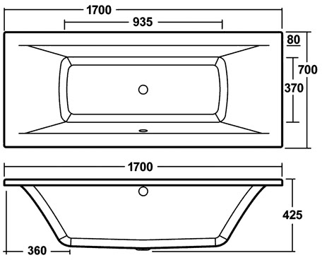 Additional image for Asselby Double Ended Acrylic Bath. 1700x700mm.