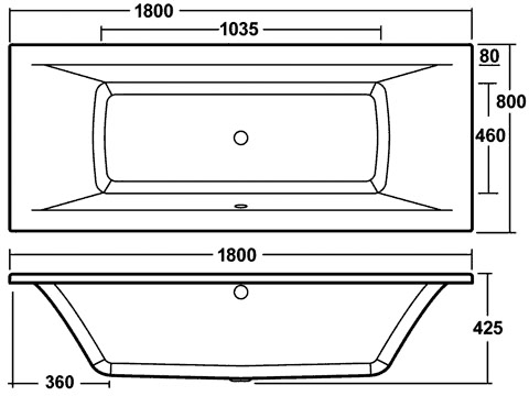 Additional image for Asselby Double Ended Acrylic Bath & Panels. 1800x800mm.