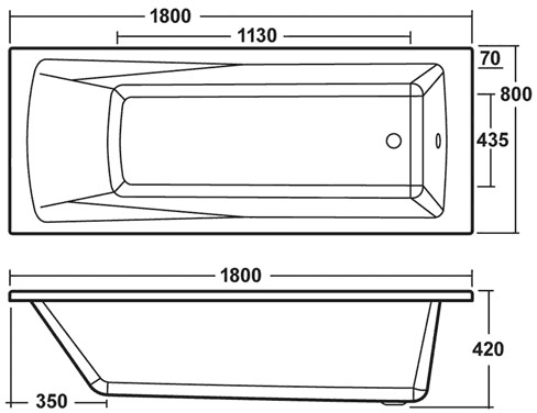 Additional image for Linton Single Ended Acrylic Bath. 1800x800mm.