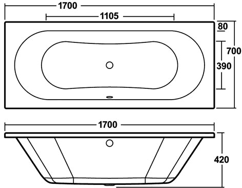 Additional image for Otley Double Ended Acrylic Bath & Panels. 1700x700mm.