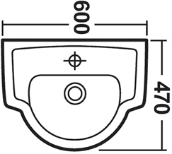 Additional image for Linton 600mm Wall Hung Basin & Semi Pedestal (1 Faucet Hole).