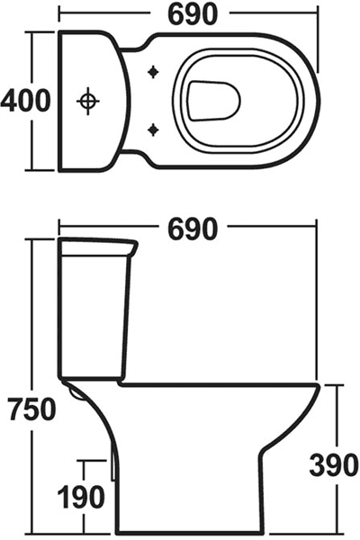 Additional image for Otley Toilet With Push Flush Cistern & Soft Close Seat.