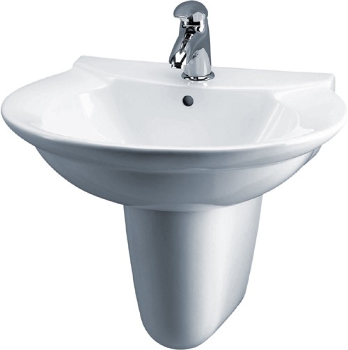Additional image for Otley 600mm Wall Hung Basin & Semi Pedestal (1 Faucet Hole).