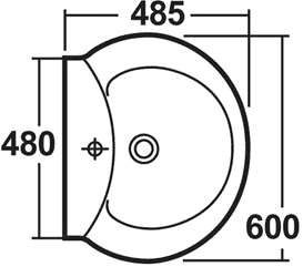 Additional image for Otley 600mm Wall Hung Basin & Semi Pedestal (1 Faucet Hole).