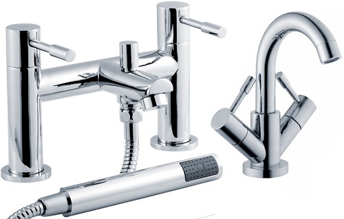 Additional image for Basin & Bath Shower Mixer Faucet Set (Chrome).