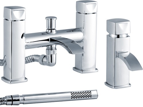 Additional image for Basin & Bath Shower Mixer Faucet Set (Chrome).