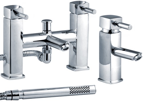 Additional image for Basin & Bath Shower Mixer Faucet Set (Chrome).