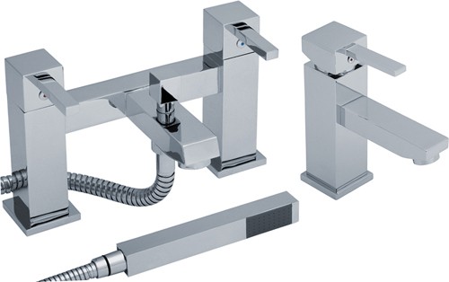 Additional image for Basin & Bath Shower Mixer Faucet Set (Chrome).