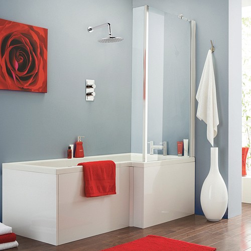 Additional image for Square Shower Bath With Screen & Panels (Right Handed).