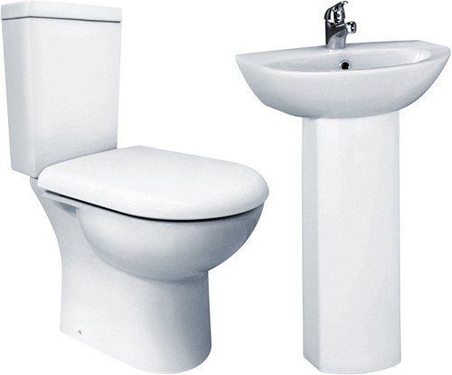 Additional image for Knedlington 4 Piece Suite, Toilet, Seat & 500mm Basin.