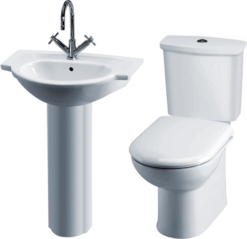 Additional image for Linton 4 Piece Bathroom Suite With Toilet, Seat & 600mm Basin.