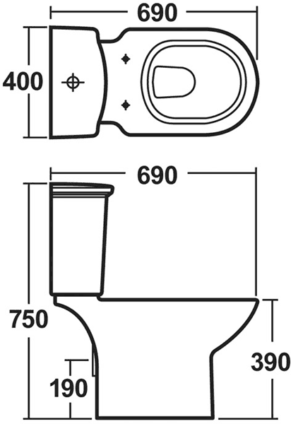 Additional image for Linton 4 Piece Bathroom Suite With Toilet, Seat & 600mm Basin.