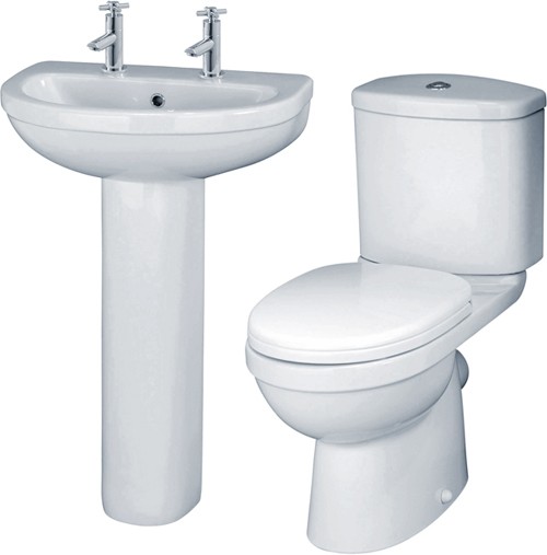 Additional image for Ivo 4 Piece Bathroom Suite With 550mm Basin (2 Faucet Holes).