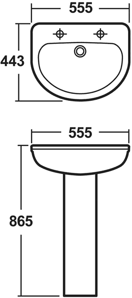 Additional image for Ivo 4 Piece Bathroom Suite With 550mm Basin (2 Faucet Holes).