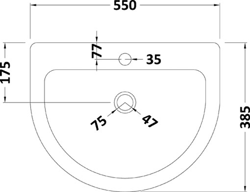 Additional image for Solace 4 Piece Bathroom Suite With 550mm Basin (1 Faucet Hole).