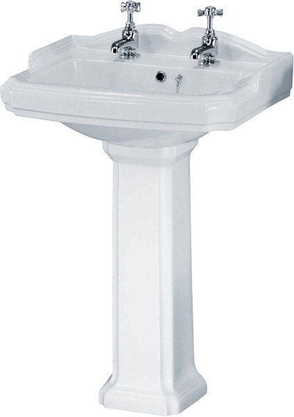 Additional image for Legend 4 Piece Bathroom Suite, 580mm Basin (2 Faucet Holes).