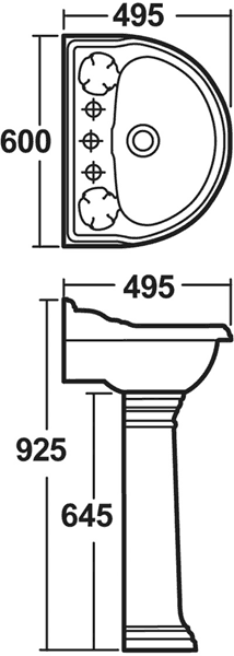 Additional image for Ryther 4 Piece Bathroom Suite With 600mm Basin (2 Faucet Holes).