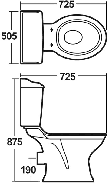 Additional image for Ryther 4 Piece Bathroom Suite With 500mm Basin (2 Faucet Holes).