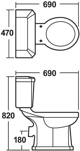 Additional image for Carlton 4 Piece Bathroom Suite, 600mm Basin (2 Faucet Holes).