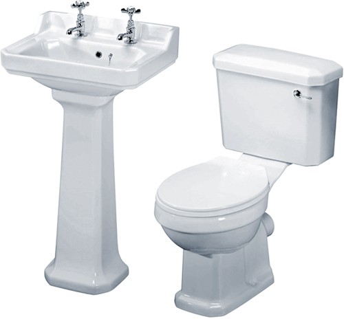 Additional image for Carlton 4 Piece Bathroom Suite, 500mm Basin (2 Faucet Holes).
