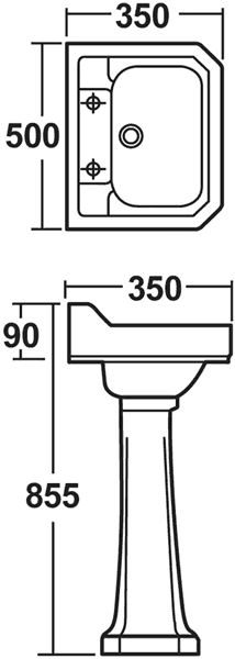 Additional image for Carlton 4 Piece Bathroom Suite, 500mm Basin (2 Faucet Holes).