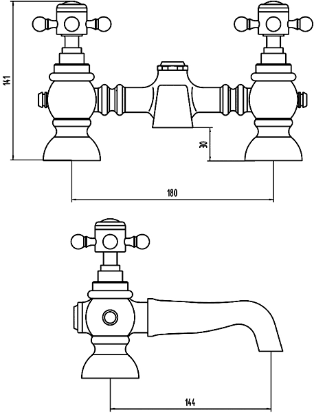 Additional image for Traditional Bath Filler Faucet (Chrome).