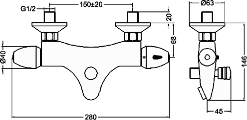 Additional image for Wall Mounted Thermostatic Bath Shower Mixer Faucet.