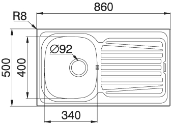 Additional image for Sparta Kitchen Sink & Waste. 860x500mm (Reversible, 1 Faucet Hole).