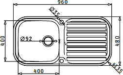 Additional image for Galaxy Kitchen Sink & Waste. 960x480mm (200mm Deep Bowl).