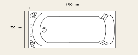 Additional image for White bath. 1700 x 700mm. Legs included.