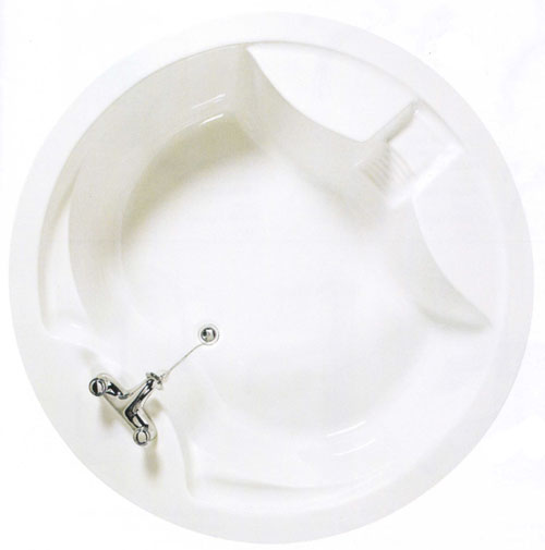 Additional image for Saturn acrylic circular bath with 2 faucet holes.  1490mm diameter.