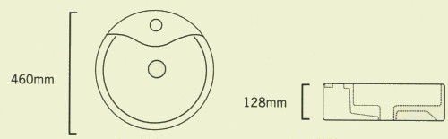 Additional image for Round Geo Free-Standing Basin, 1 Faucet Hole. 460x128mm.