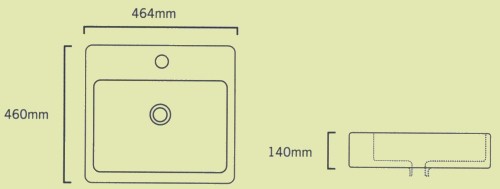 Additional image for Square Teorema Free-Standing Basin, 1 Faucet Hole. 460x460x140mm.