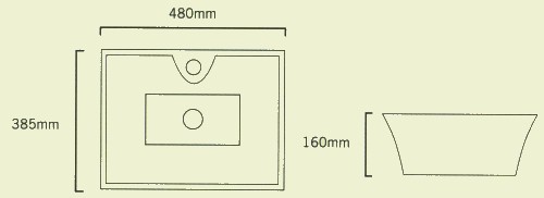 Additional image for Rectangular Tango Free-Standing Basin, 1 Faucet Hole. 480x385x160mm.