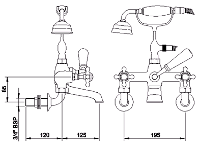 Additional image for Wall mounted bath shower mixer (Chrome)