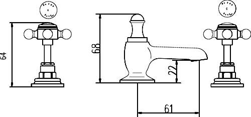 Additional image for 3 faucet hole basin mixer + free pop up waste