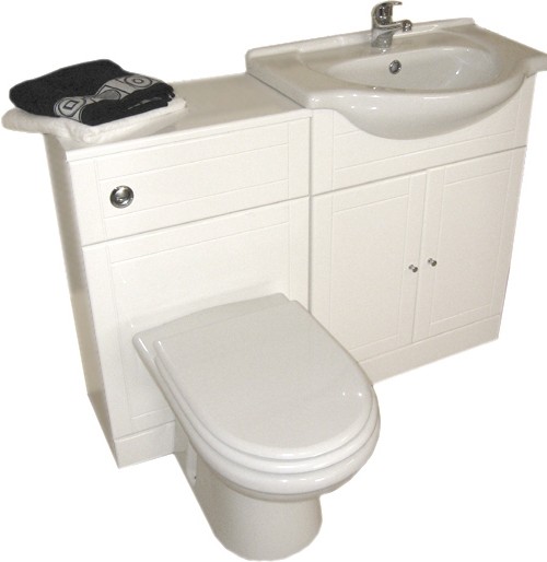 Additional image for White bathroom furniture suite with faucet and waste.  Right Handed.