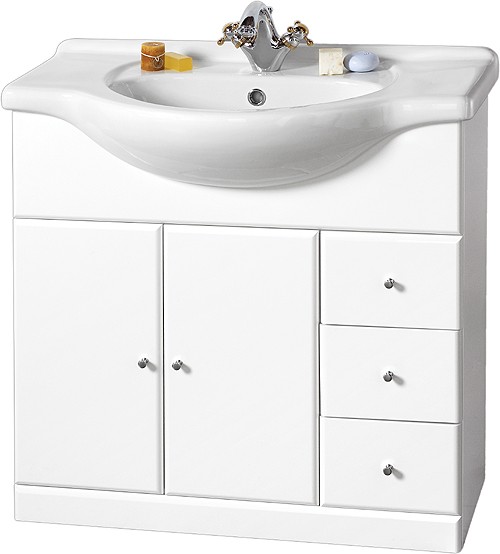 Additional image for 850mm Contour Vanity Unit with one piece ceramic basin