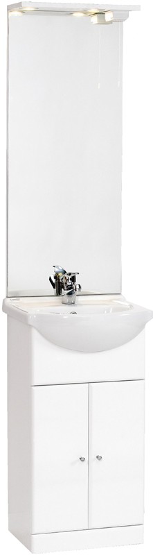 Additional image for 450mm Contour Vanity Unit with ceramic basin, mirror and lights.