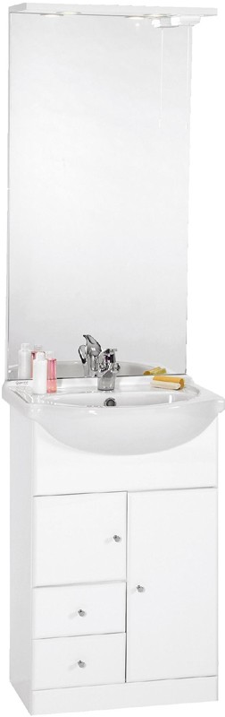 Additional image for 550mm Contour Vanity Unit with ceramic basin, mirror and lights.