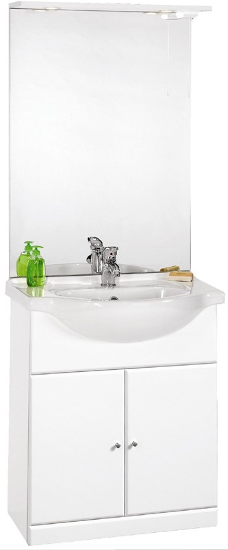 Additional image for 750mm Contour Vanity Unit with ceramic basin, mirror and lights.