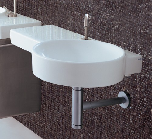 Additional image for 1 Faucet Hole Long Round Wall Hung Basin. 875 x 495mm.