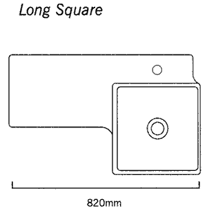 Additional image for 1 Faucet Hole Long Square Wall Hung Basin With Unit. 820 x 500mm.